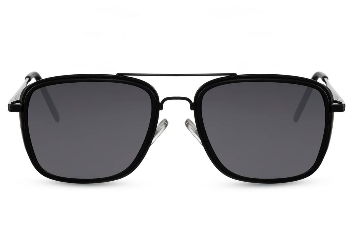 Γυαλιά ηλίου Aviator ανδρικά με μαύρο φακό και μαύρο σκελετό blue2877.