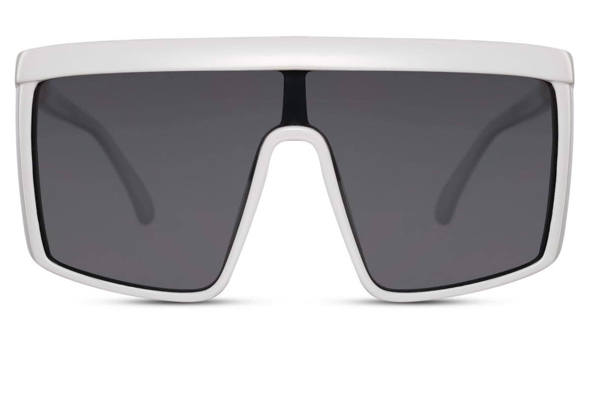 Γυαλιά ηλίου unisex Oversized με μαύρο φακό και λευκό σκελετό blue2612